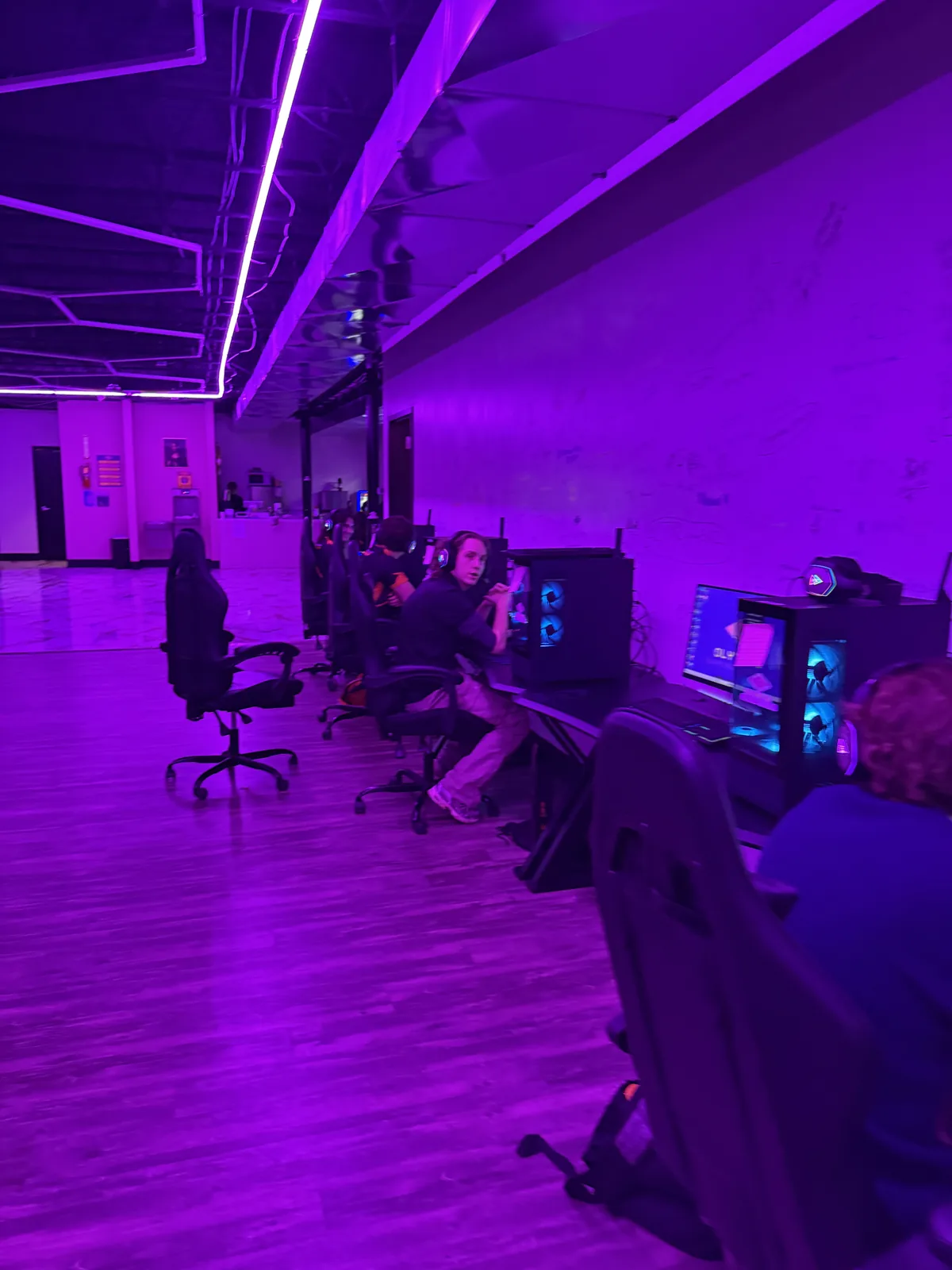 Full row of players at PC stations