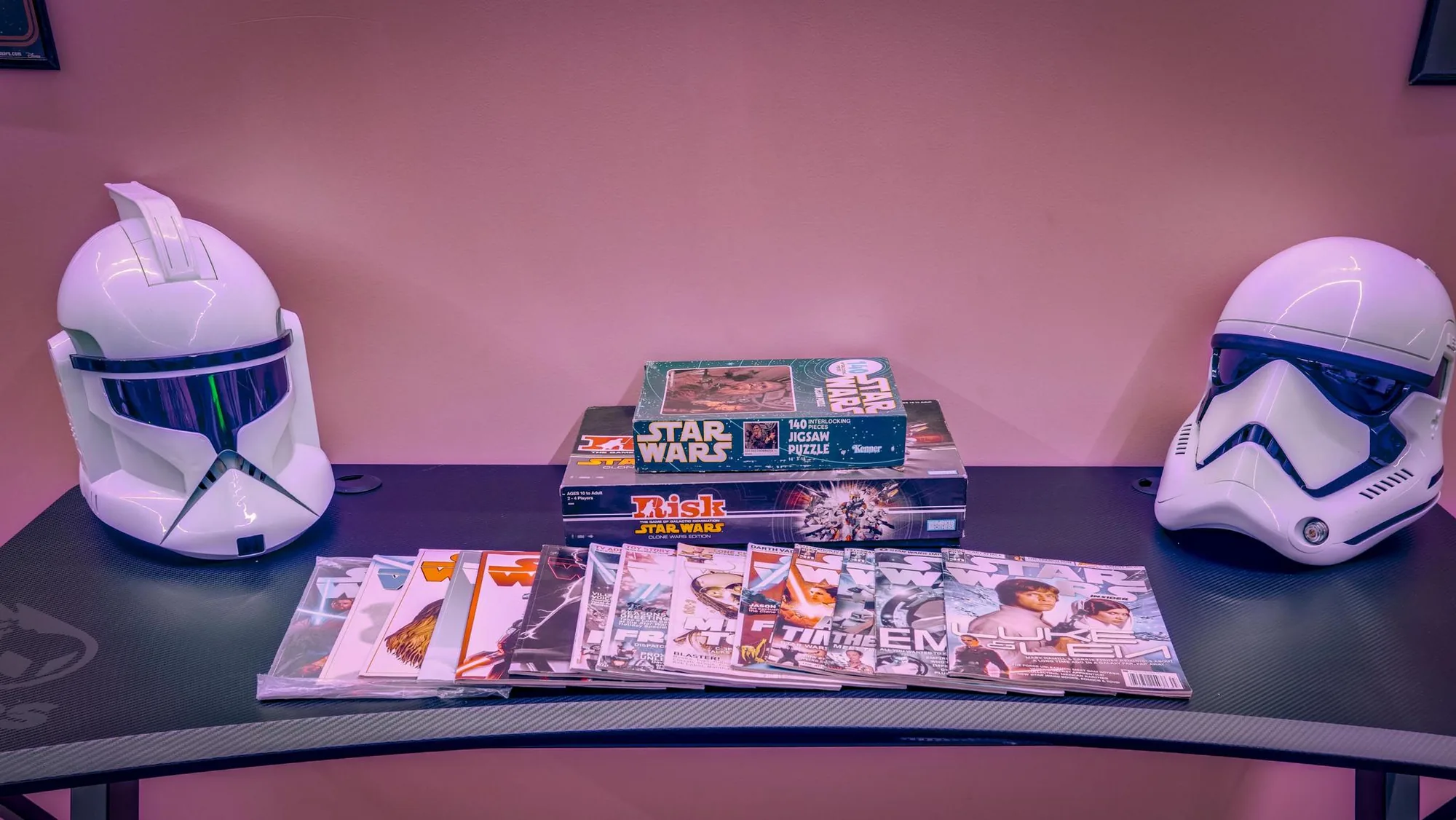 Comic books and stormtrooper helmets